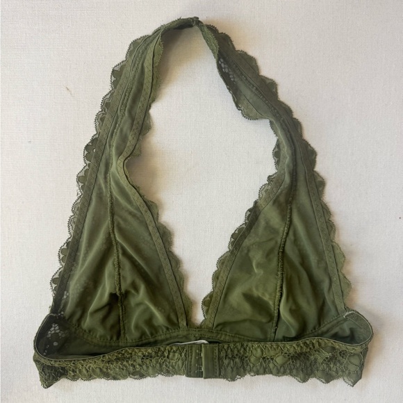 Free People Intimately Last Dance Lace Halter Bralette Kelp Size S - Picture 4 of 5